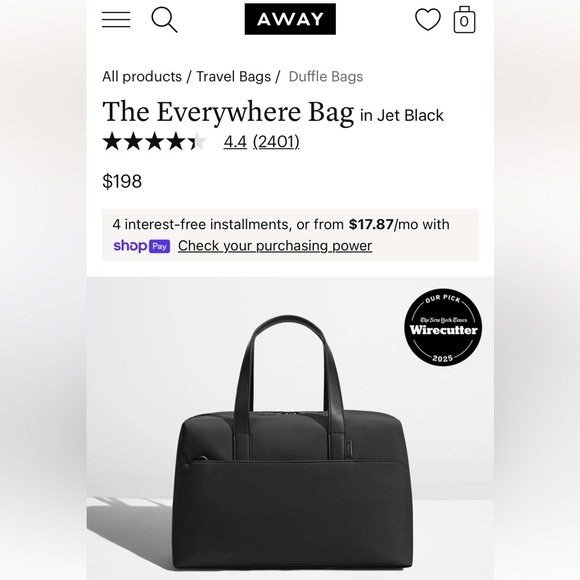 Away The Everywhere Bag in Jet Black EUC! - Picture 2 of 15
